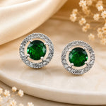 Load image into Gallery viewer, Silver Plated American Diamond and Cubic Zirconia Studded Round Tops
