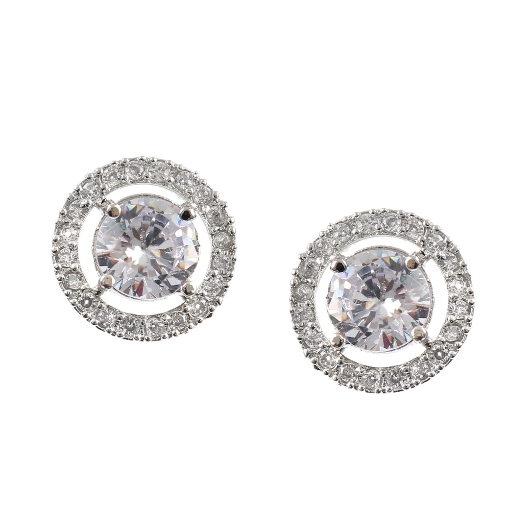 Silver Plated American Diamond and Cubic Zirconia Studded Round Tops