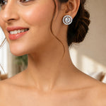 Load image into Gallery viewer, Silver Plated American Diamond and Cubic Zirconia Studded Round Tops
