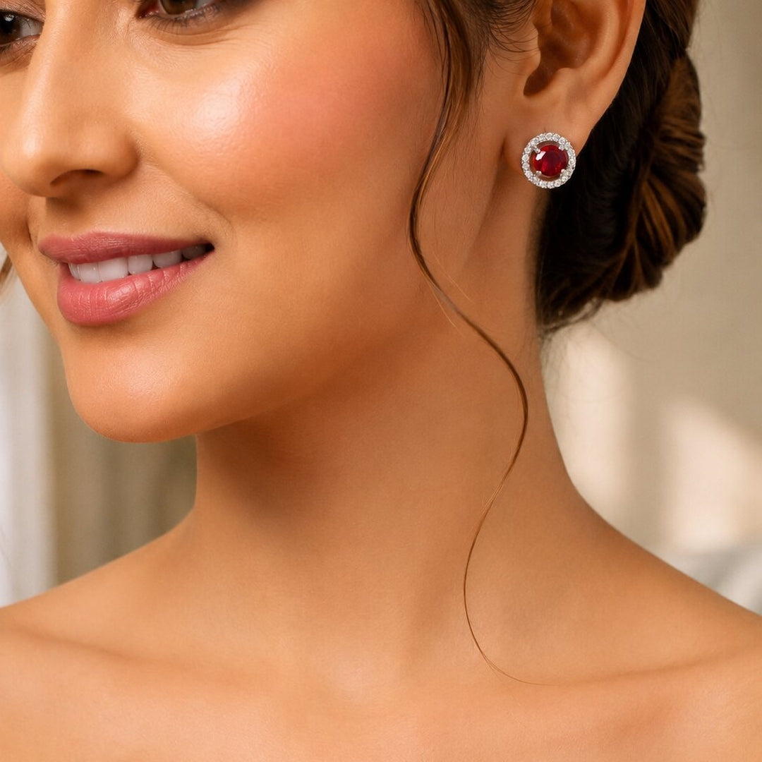 Silver Plated American Diamond and Cubic Zirconia Studded Round Tops