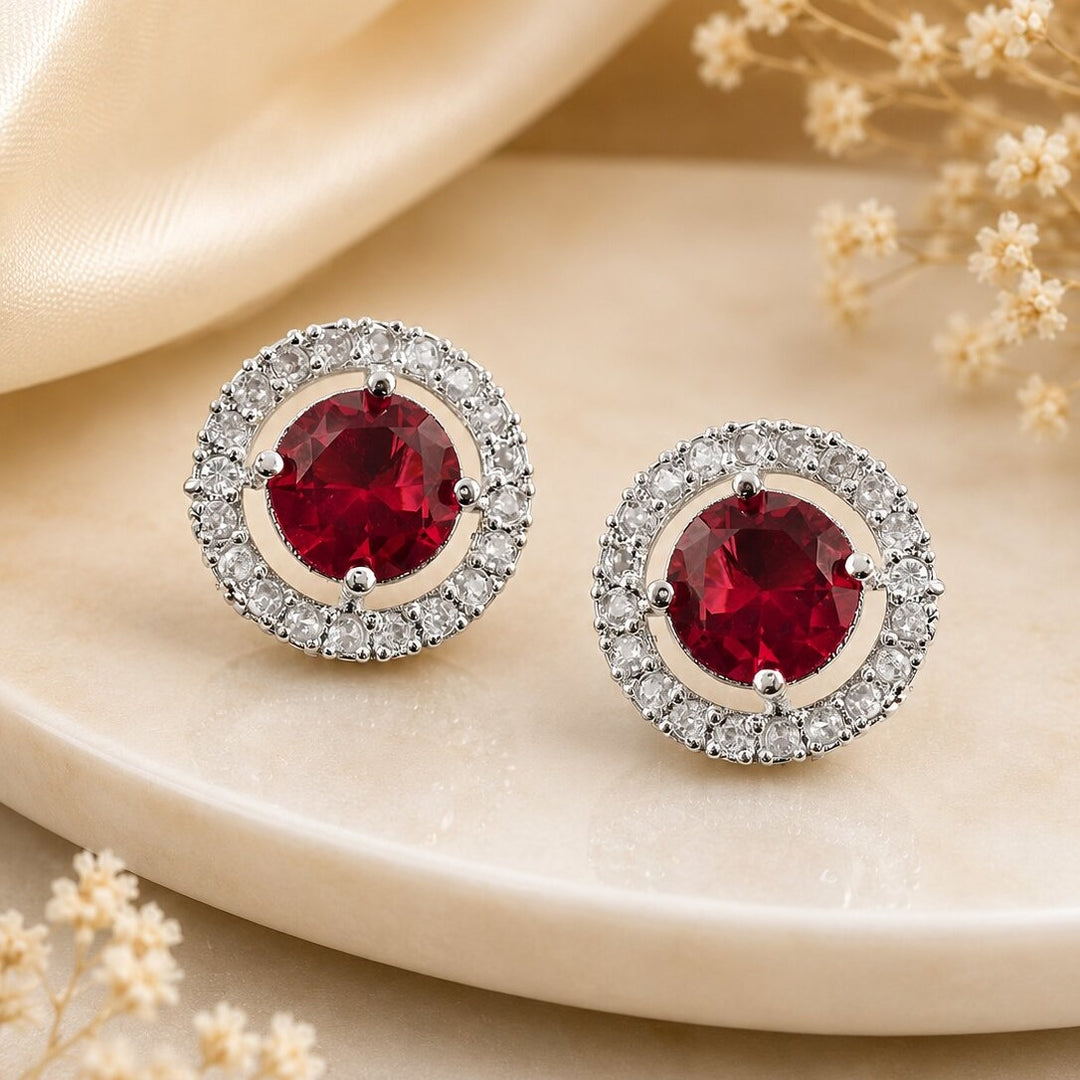 Silver Plated American Diamond and Cubic Zirconia Studded Round Tops
