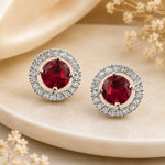 Load image into Gallery viewer, Silver Plated American Diamond and Cubic Zirconia Studded Round Tops
