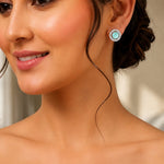 Load image into Gallery viewer, Silver Plated American Diamond and Cubic Zirconia Studded Round Tops
