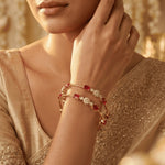 Load image into Gallery viewer, Set Of 2 Gold-Plated CZ &amp; AD Studded Bangles
