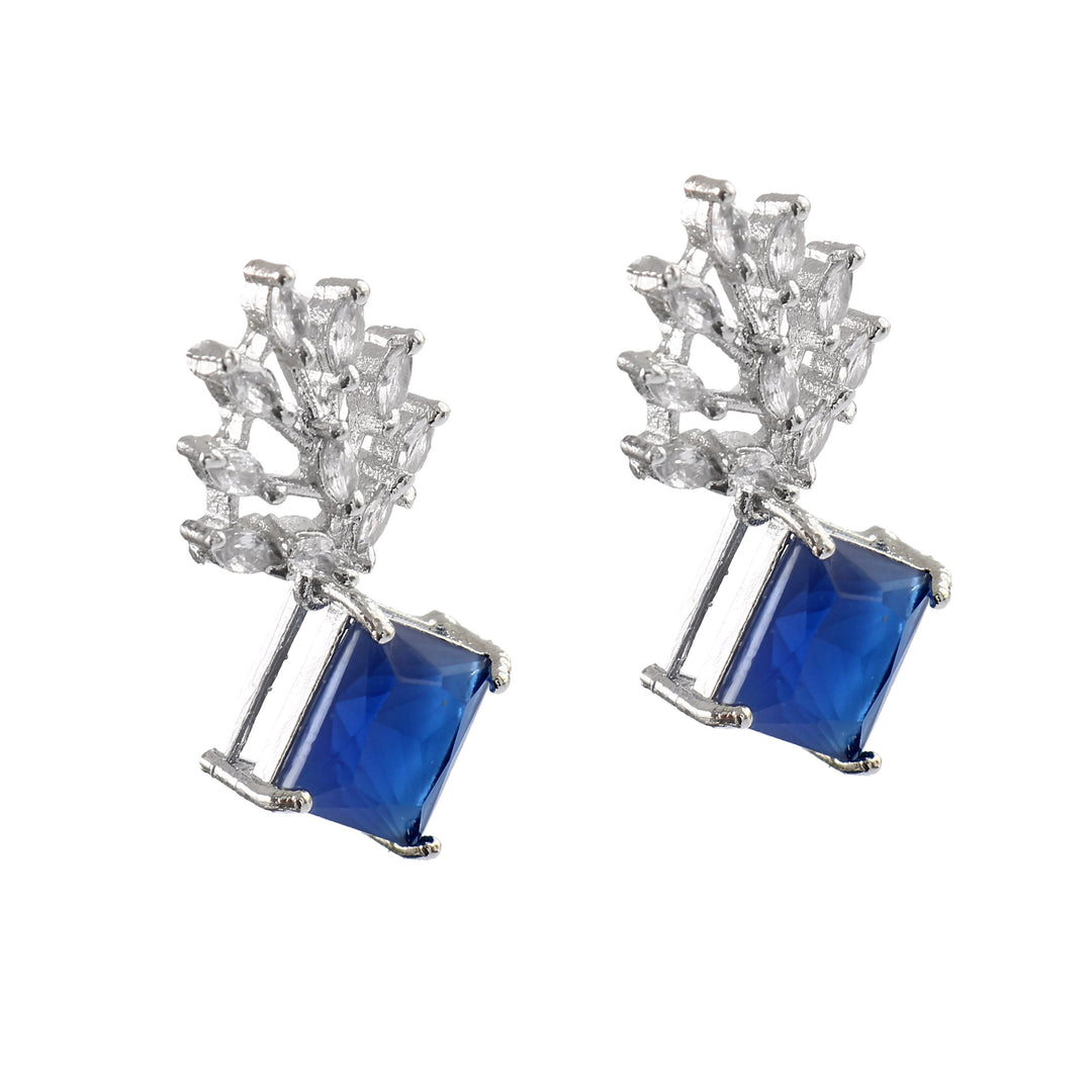 Silver Plated American Diamond Studded Danglers For Women