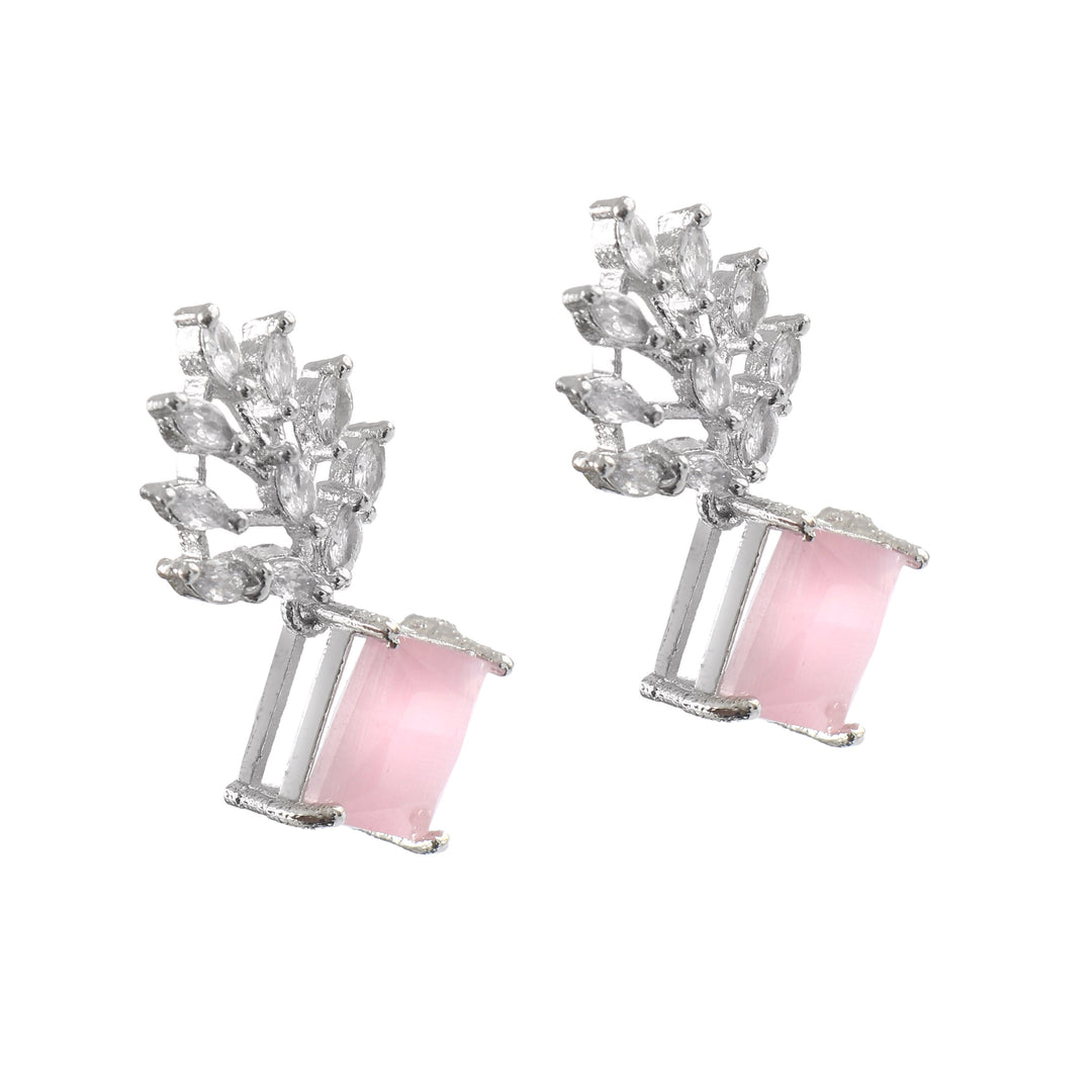 Silver Plated American Diamond Studded Danglers For Women