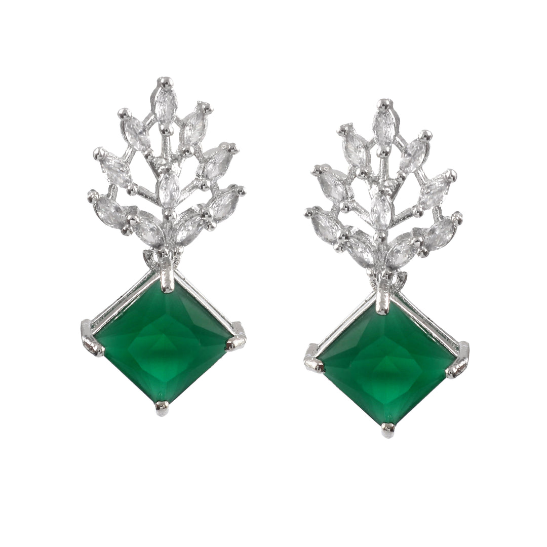 Silver Plated American Diamond Studded Danglers For Women