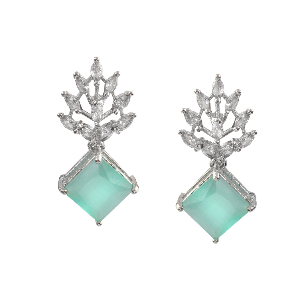Silver Plated American Diamond Studded Danglers For Women