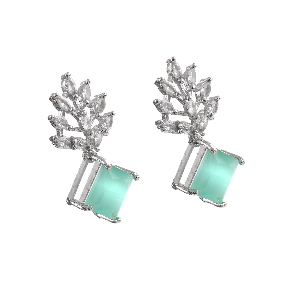 Silver Plated American Diamond Studded Danglers For Women