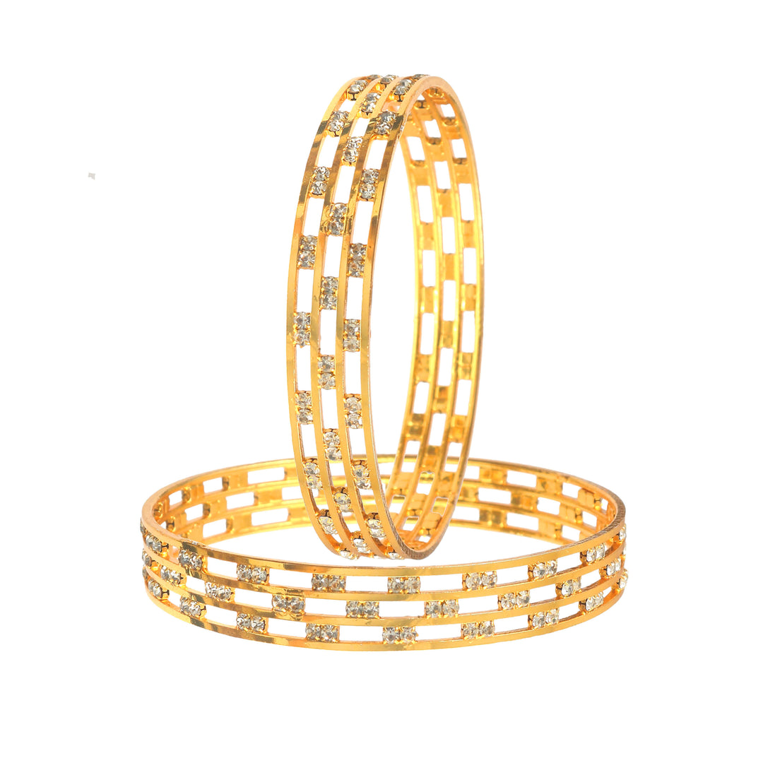 Set Of 2 Gold-Plated AD-Studded Bangles