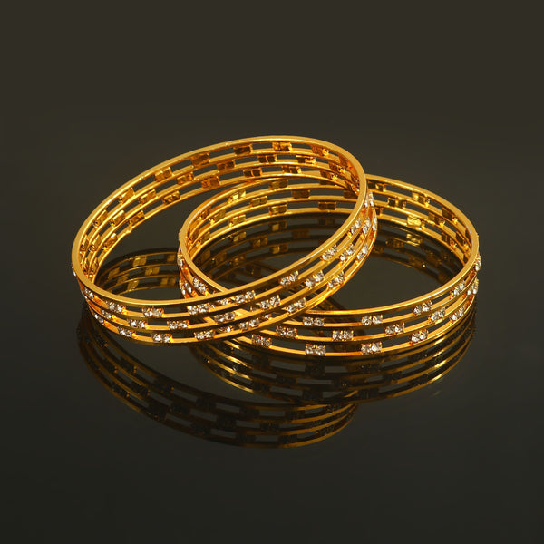 Set Of 2 Gold-Plated AD-Studded Bangles