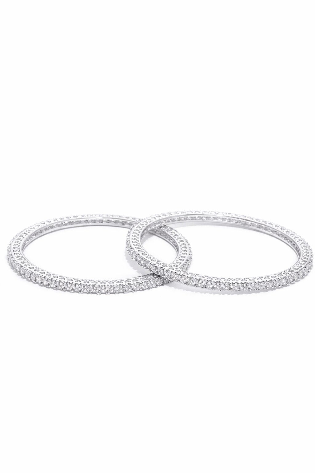 Set of 2 Rhodium-Plated Bangles