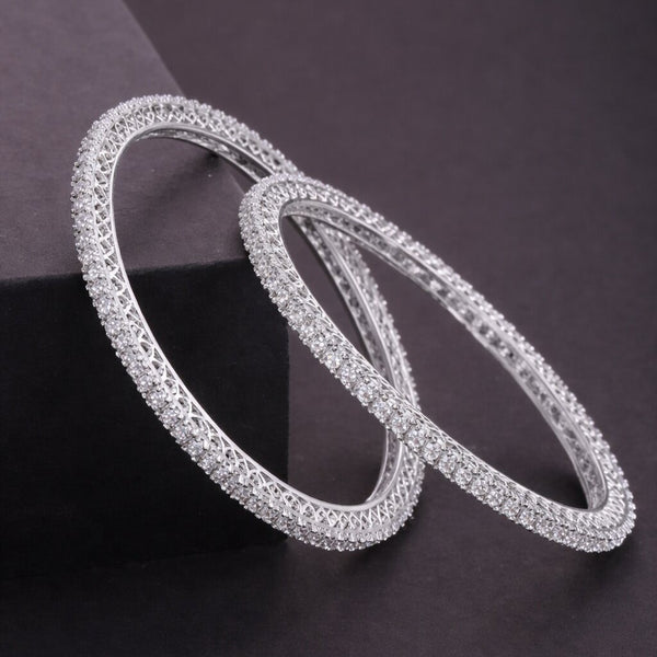 Set of 2 Rhodium-Plated Bangles