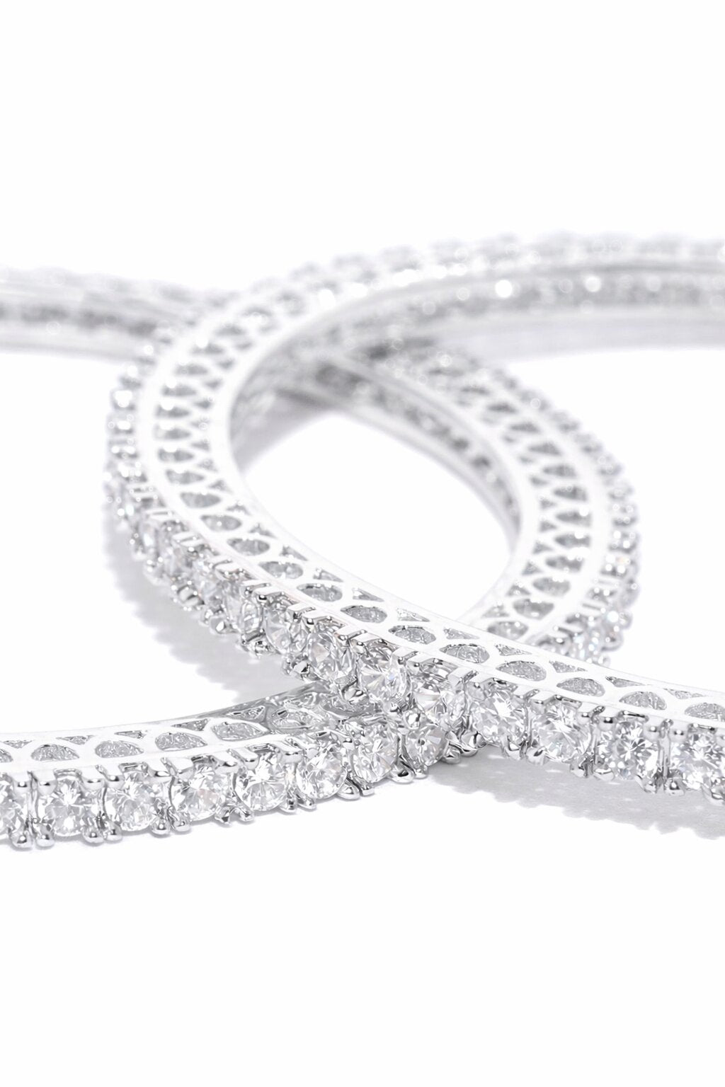 Set of 2 Rhodium-Plated Bangles