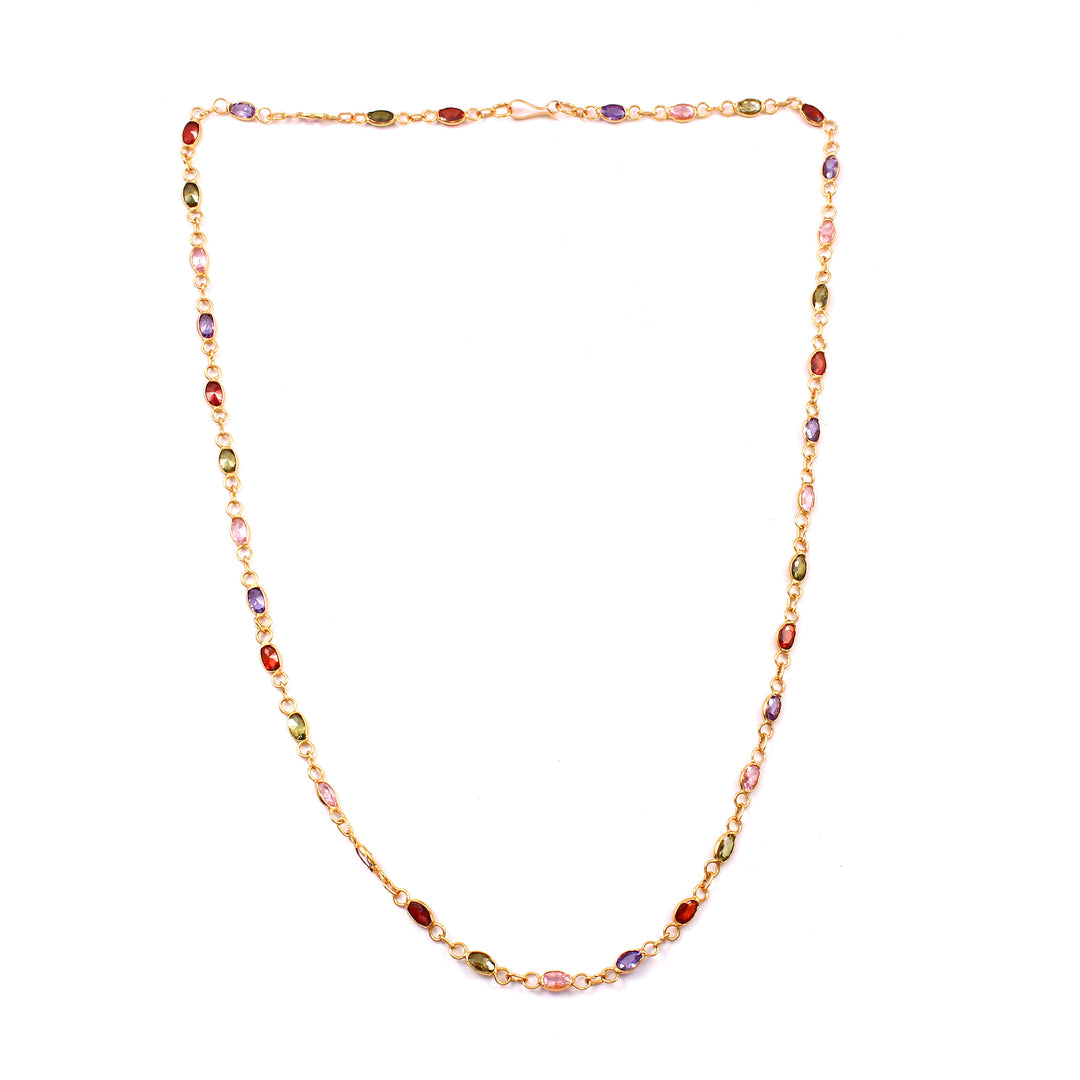 Brass Rhinestone Gold-Plated Chain