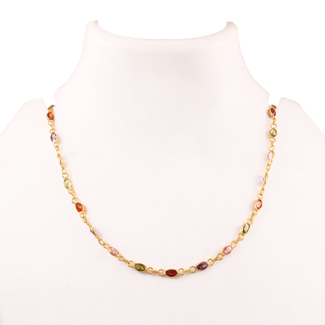 Brass Rhinestone Gold-Plated Chain