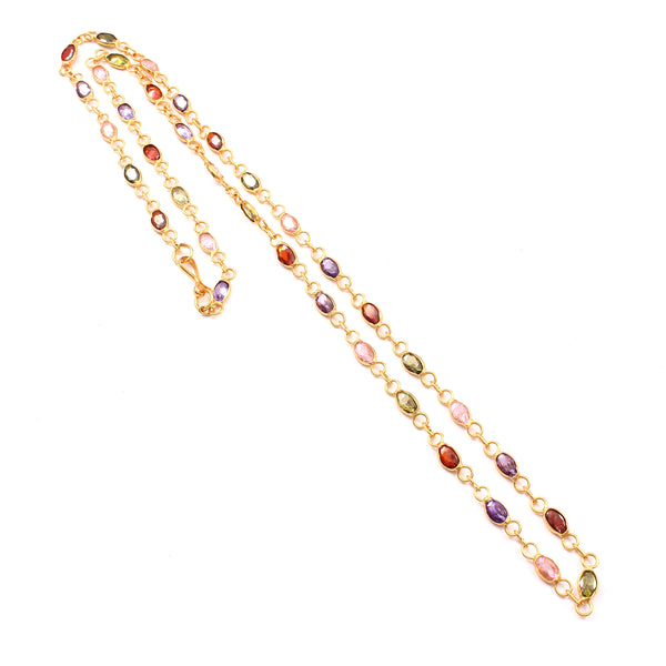 Brass Rhinestone Gold-Plated Chain
