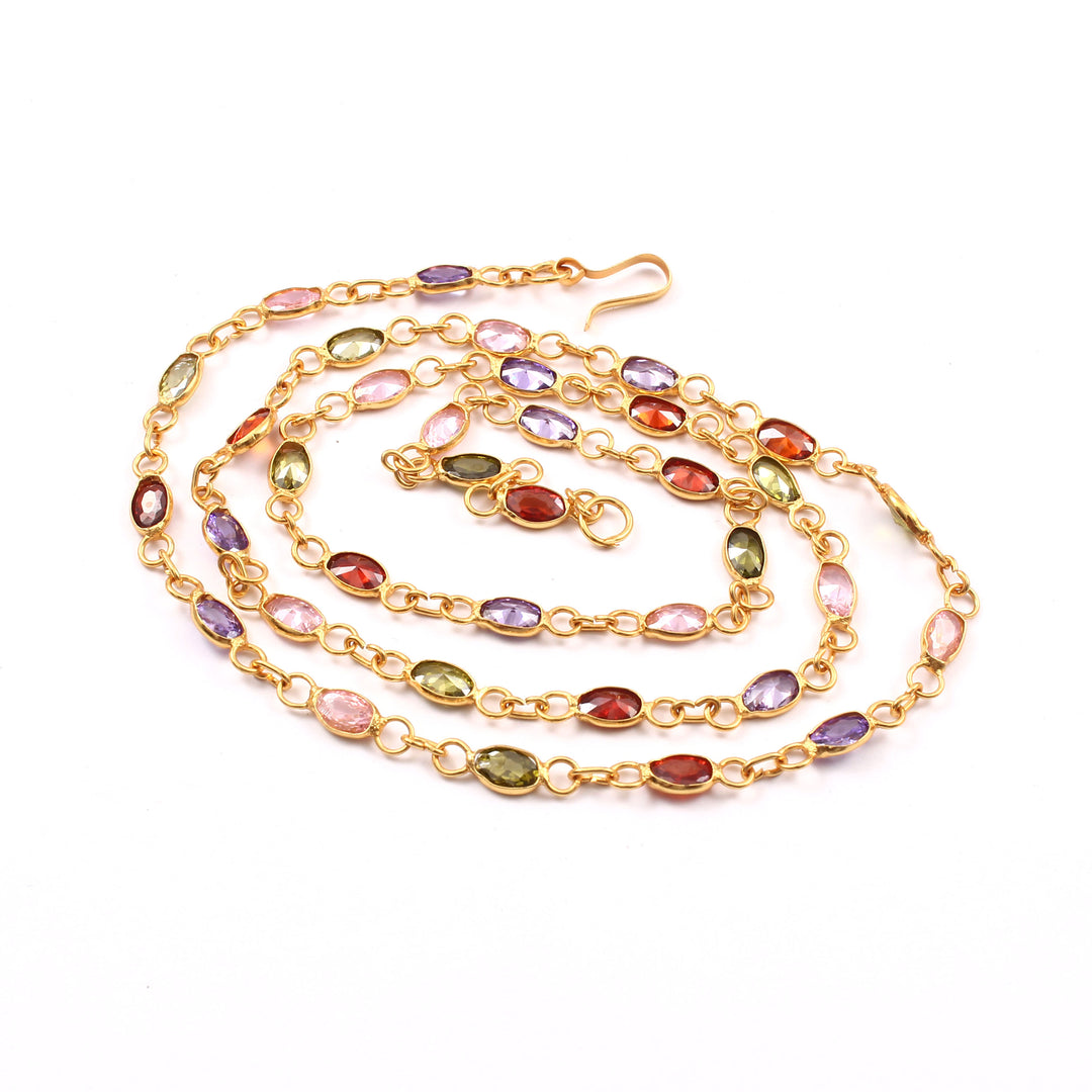 Brass Rhinestone Gold-Plated Chain