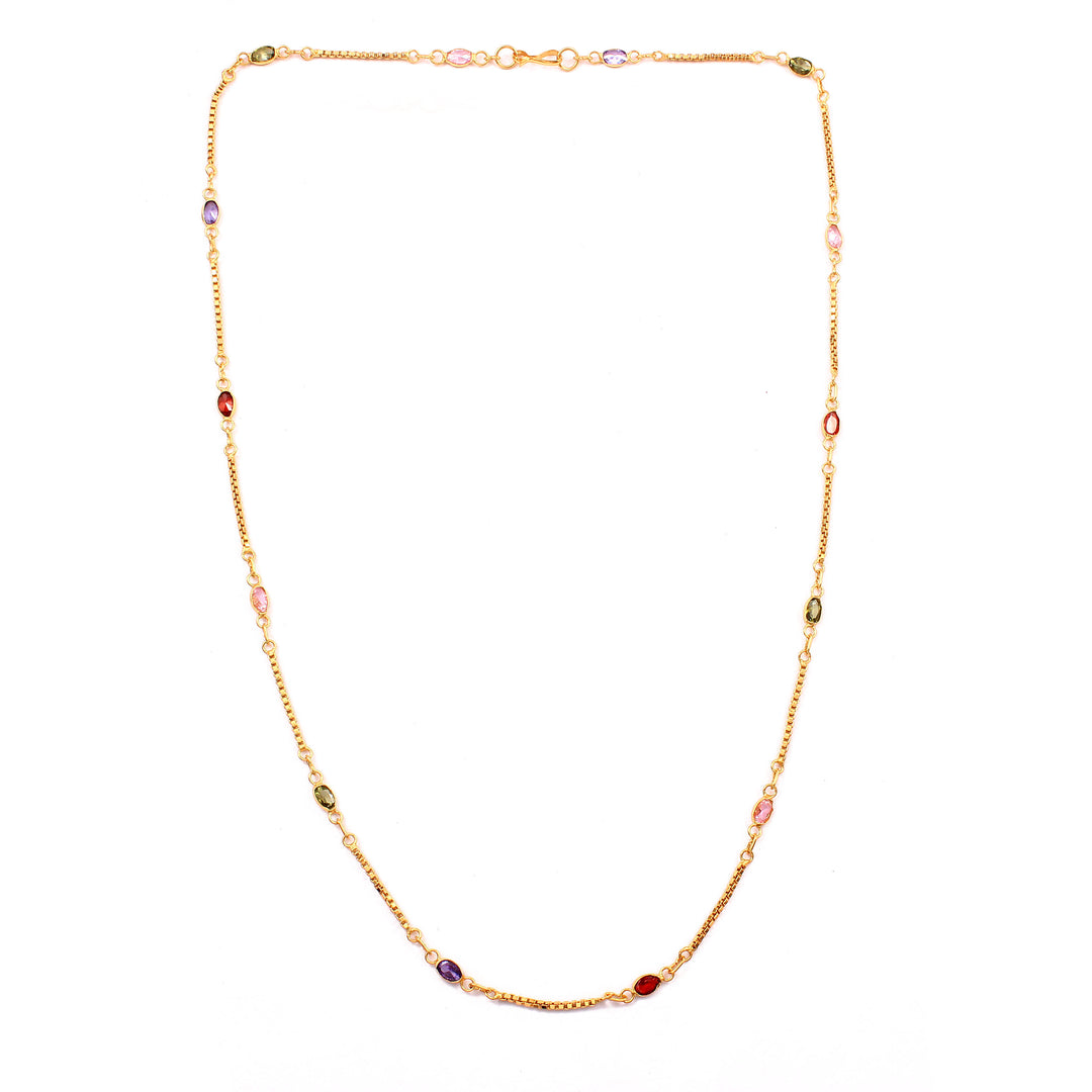 Brass Rhinestone Gold-Plated Chain