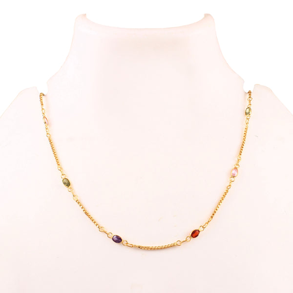 Brass Rhinestone Gold-Plated Chain