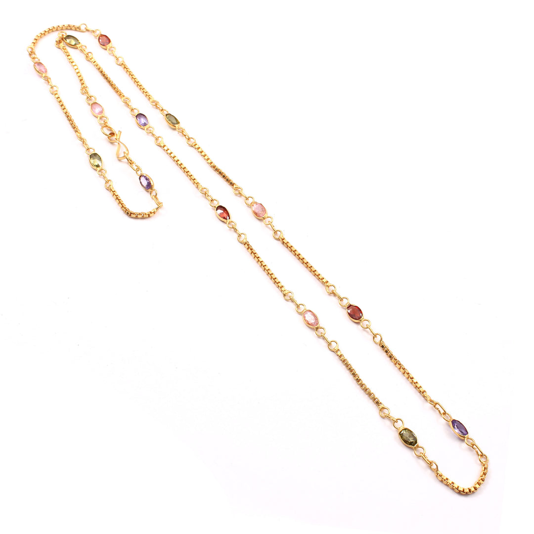 Brass Rhinestone Gold-Plated Chain