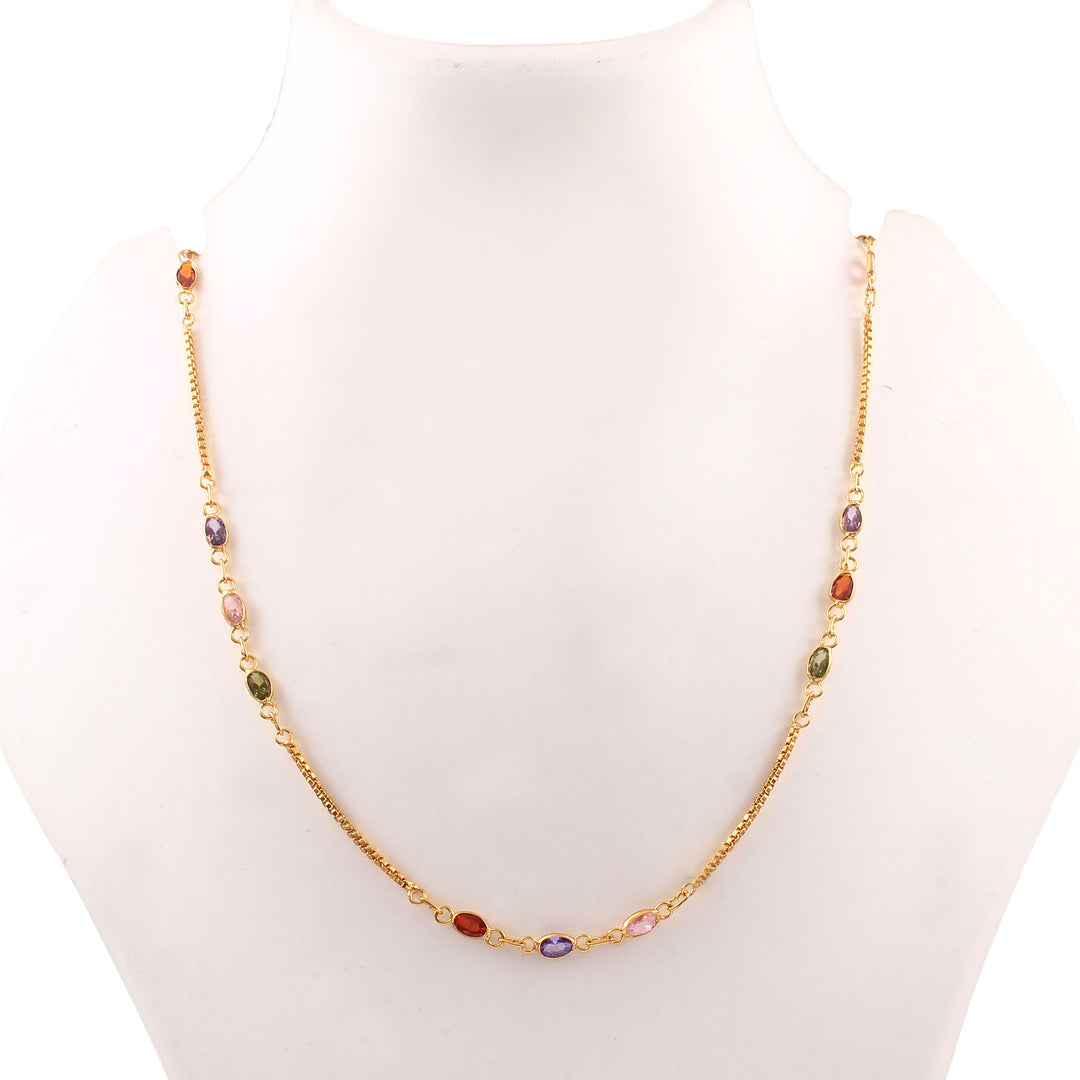 Brass Rhinestone Gold-Plated Chain