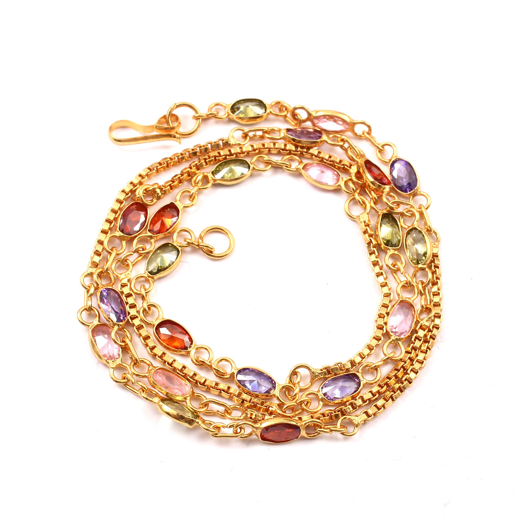 Brass Rhinestone Gold-Plated Chain