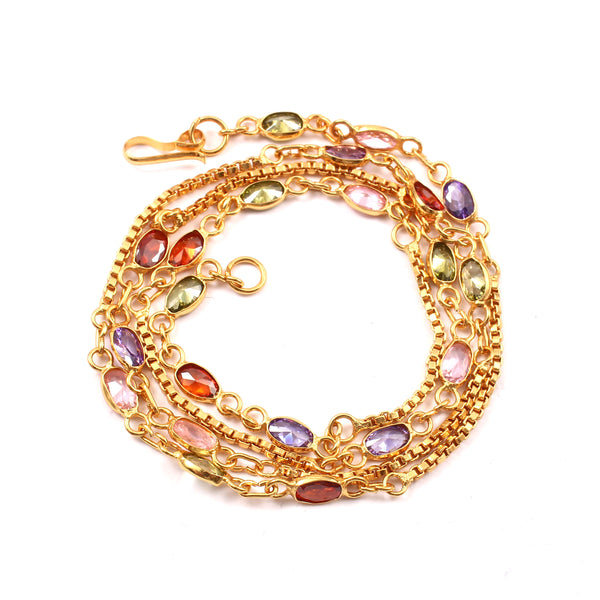 Brass Rhinestone Gold-Plated Chain