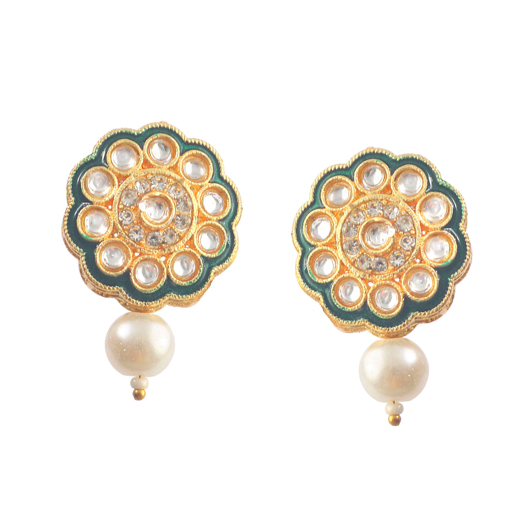 Gold-Plated Kundan-Studded & Beaded Jewellery Set