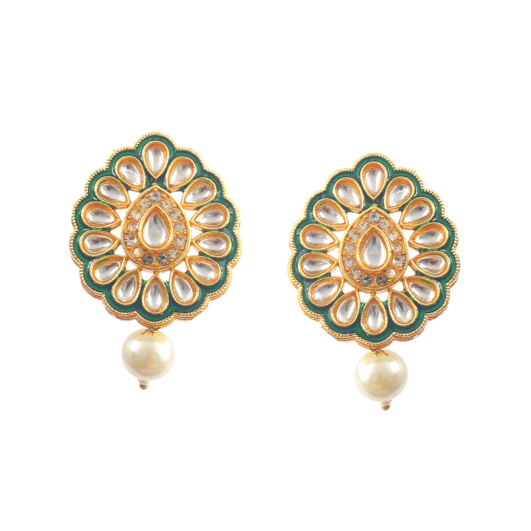 Gold-Plated Kundan-Studded & Beaded Jewellery Set