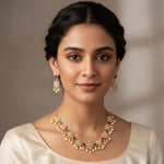 Load image into Gallery viewer, Gold-Plated Cubic Zirconia &amp; American Diamond Studded Jewellery Set
