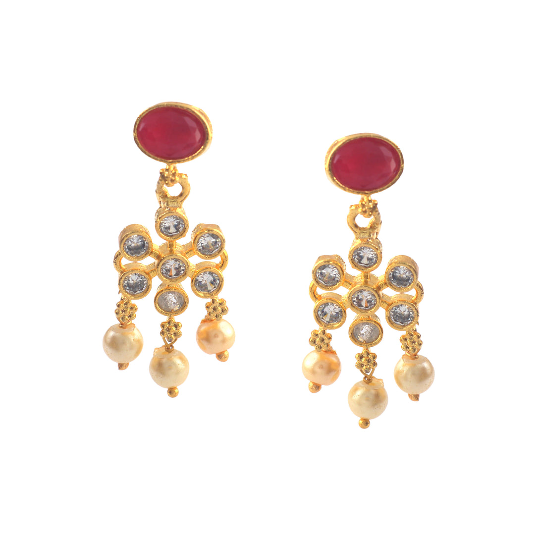 Gold-Plated Cubic Zirconia & American Diamond Studded Jewellery Set