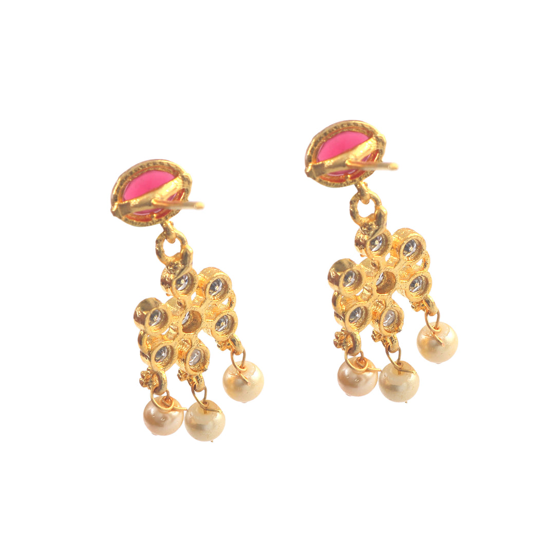 Gold-Plated Cubic Zirconia & American Diamond Studded Jewellery Set