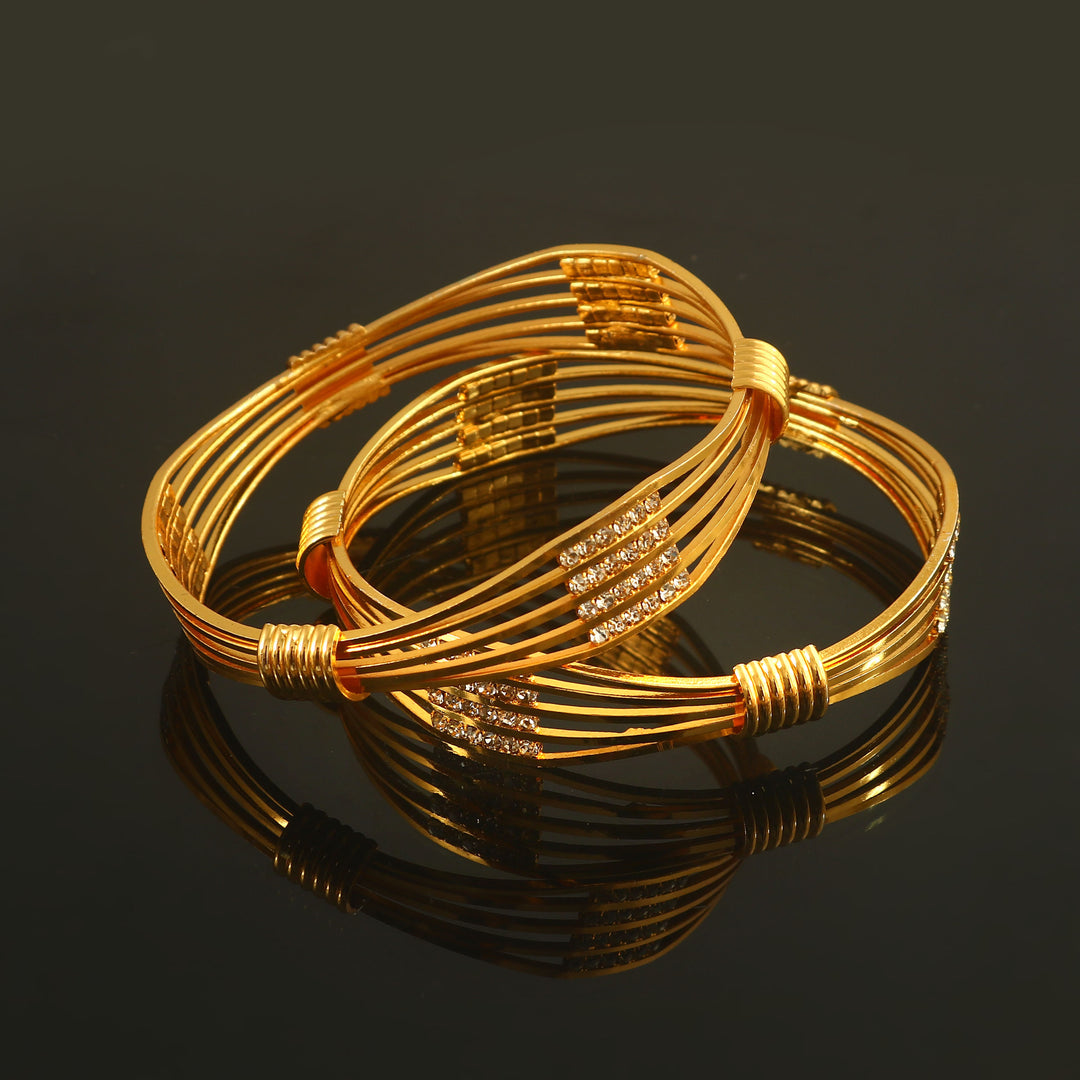 Set of 2 Gold-Plated American Diamond Studded Bangle