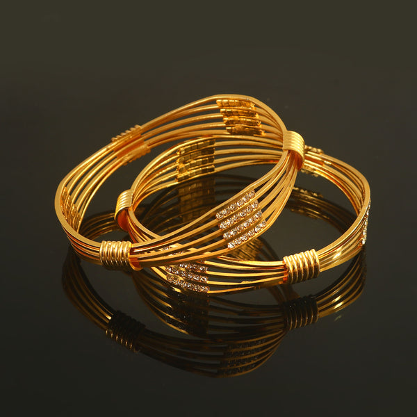 Set of 2 Gold-Plated American Diamond Studded Bangle