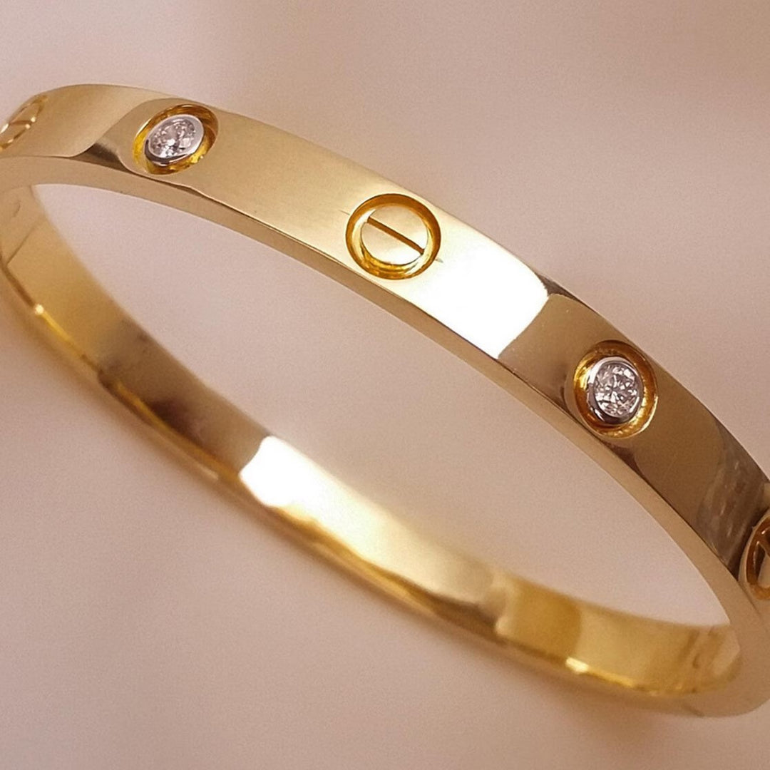 Women Gold-Toned & White Brass Cubic Zirconia Gold-Plated Bracelet