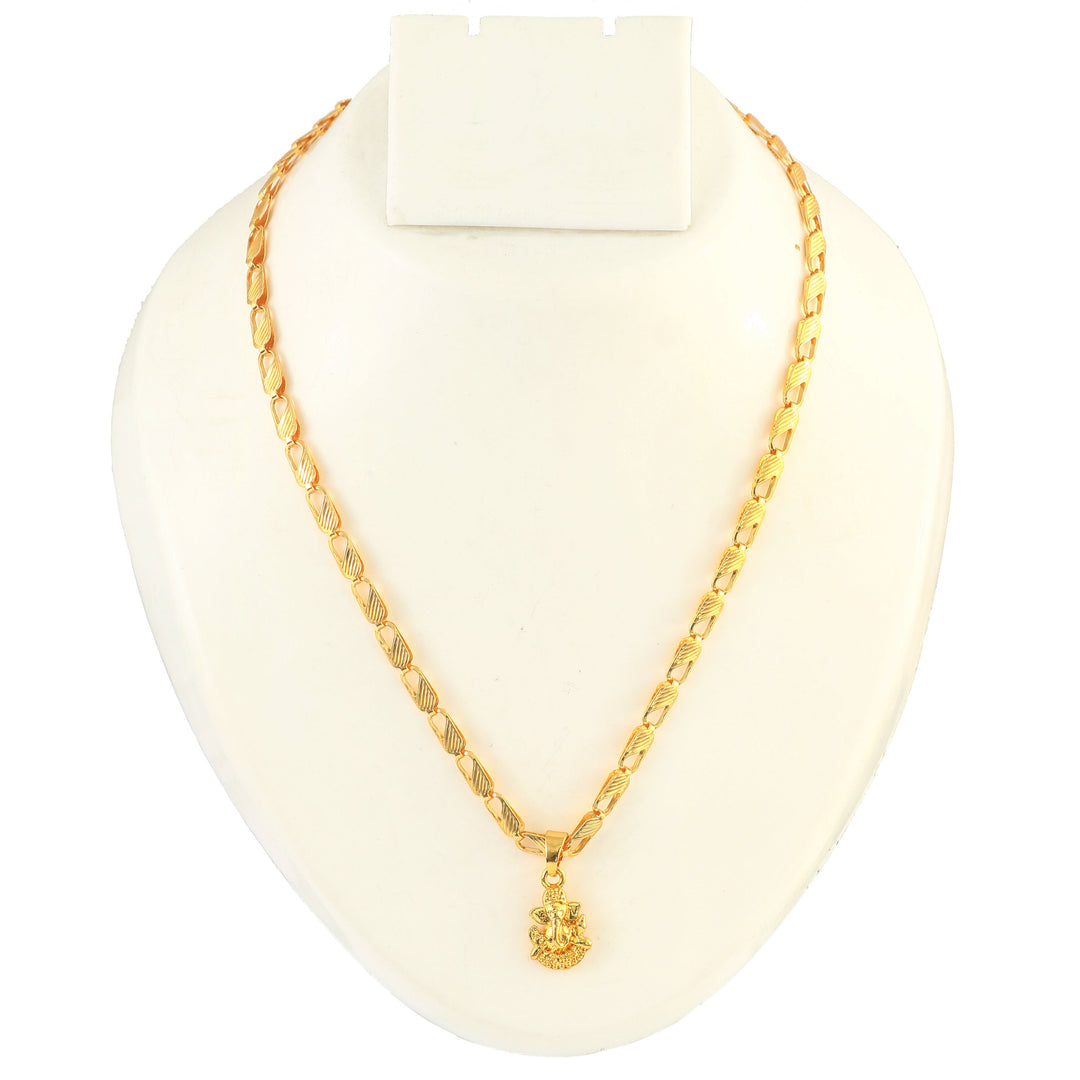 Gold-Tonned Gold-Plated Pendant With Chain