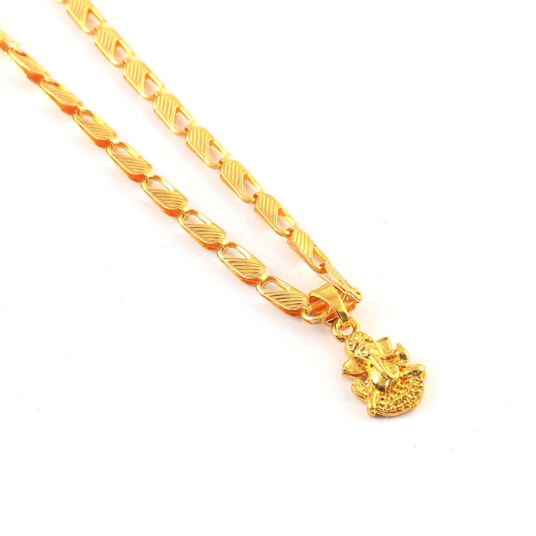 Gold-Tonned Gold-Plated Pendant With Chain