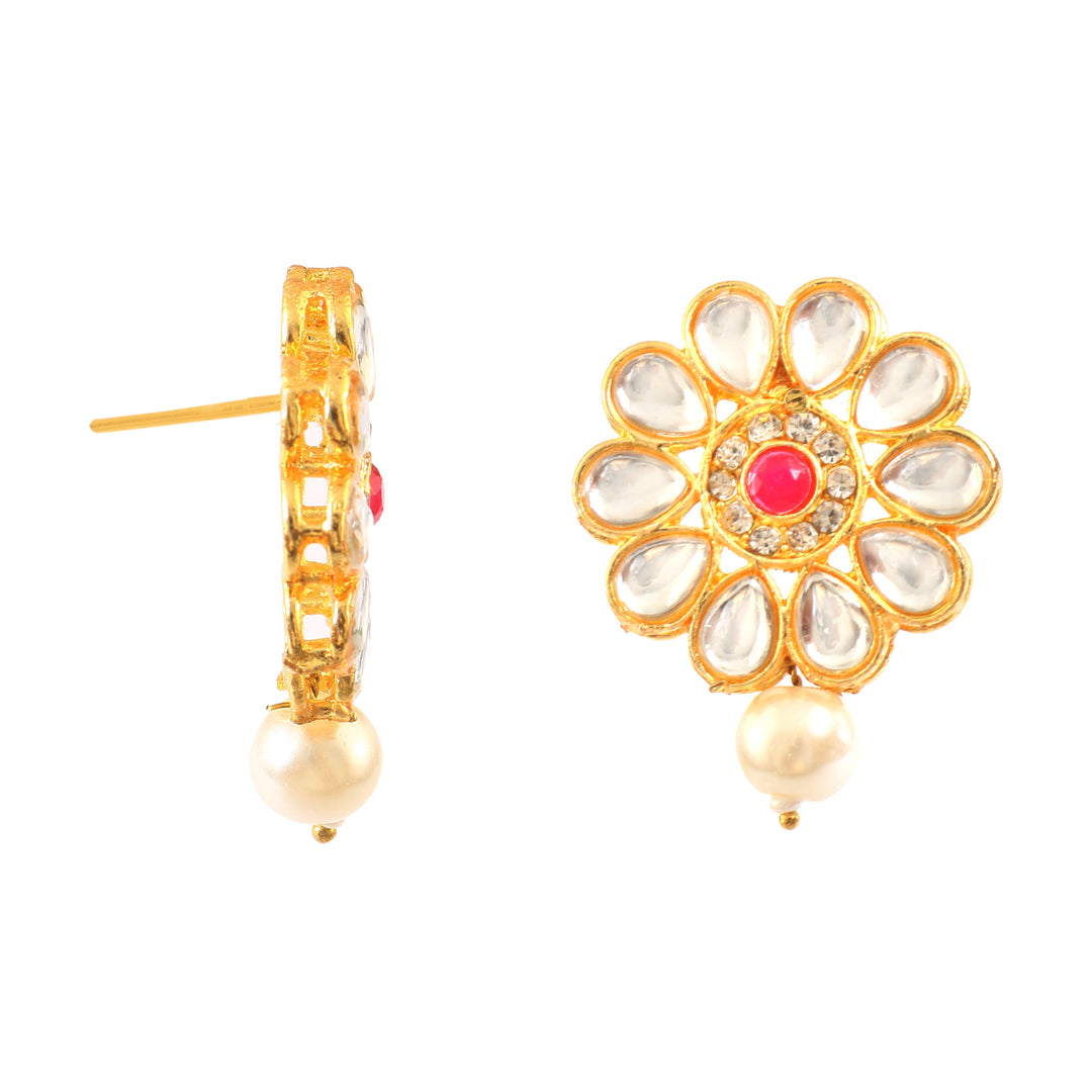 Gold-Plated Kundan-Studded & Beaded Jewellery Set