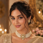 Load image into Gallery viewer, Gold-Plated Kundan-Studded &amp; Beaded Jewellery Set
