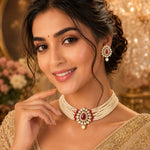 Load image into Gallery viewer, Gold-Plated Kundan-Studded &amp; Beaded Jewellery Set
