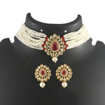 Load image into Gallery viewer, Gold-Plated Kundan-Studded &amp; Beaded Jewellery Set
