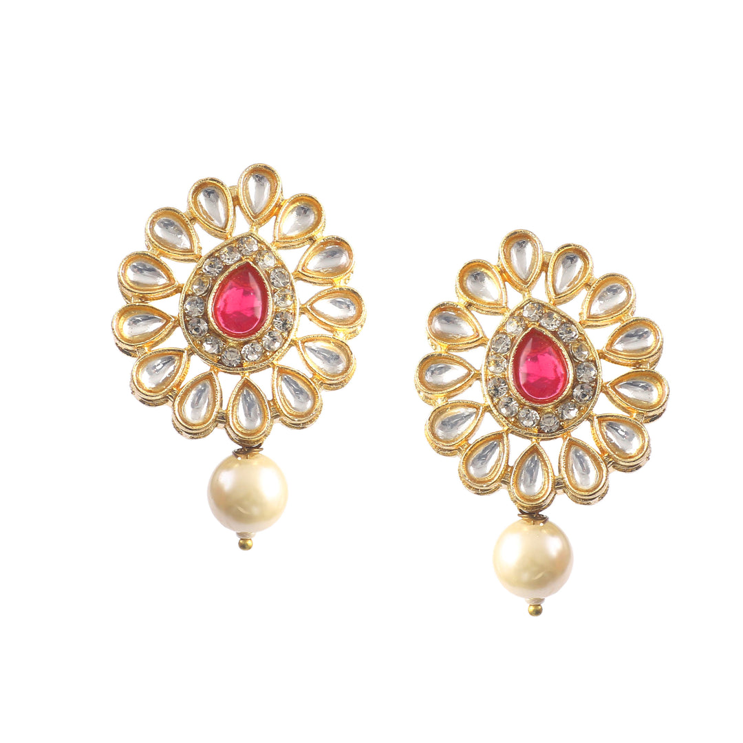 Gold-Plated Kundan-Studded & Beaded Jewellery Set