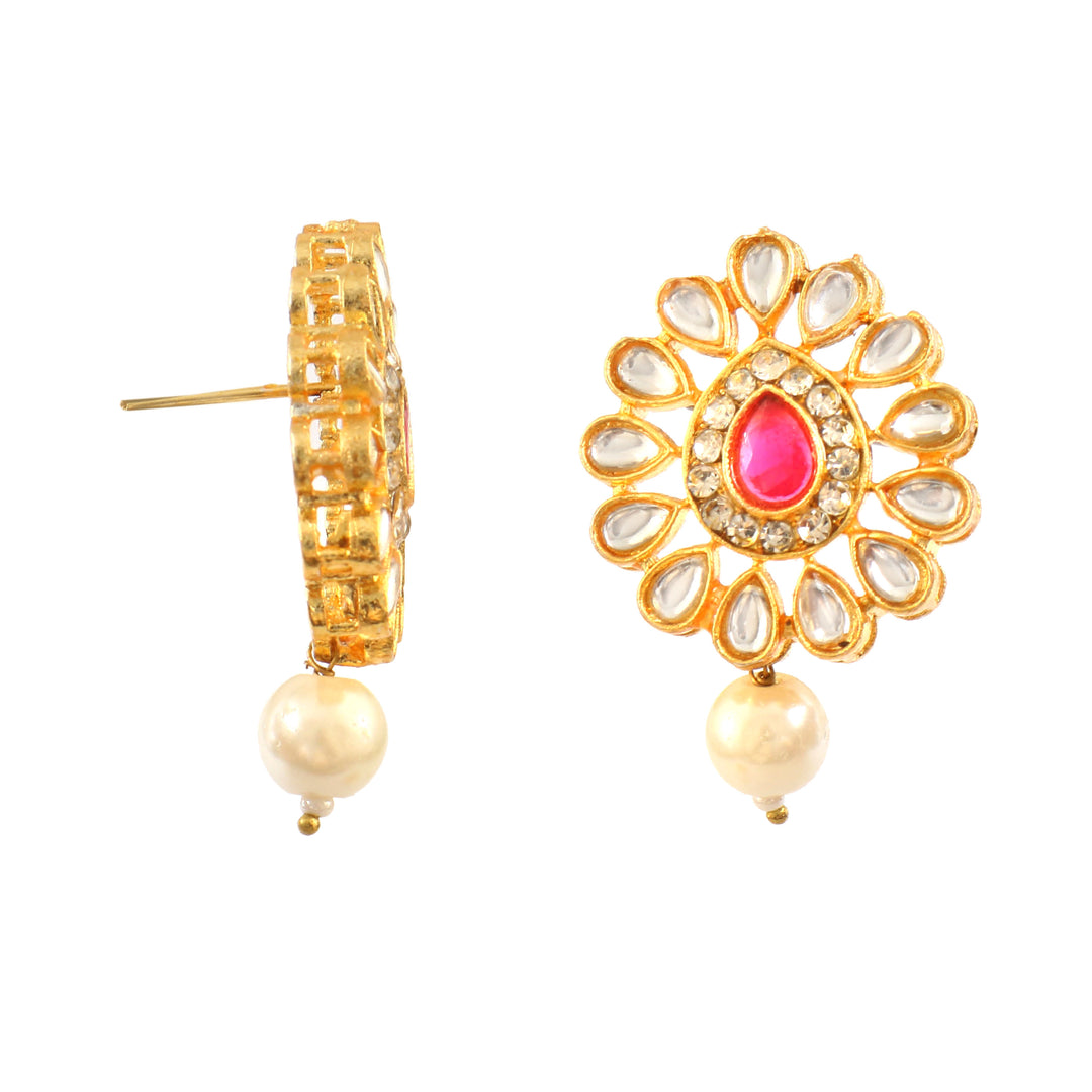 Gold-Plated Kundan-Studded & Beaded Jewellery Set