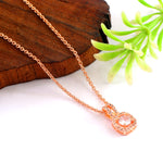 Load image into Gallery viewer, Rose Gold Halo Pendant Necklace with Sparkling Round Zirconia – Adjustable Cable Chain for Women
