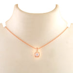 Load image into Gallery viewer, Rose Gold Halo Pendant Necklace with Sparkling Round Zirconia – Adjustable Cable Chain for Women
