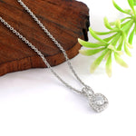 Load image into Gallery viewer, Rose Gold Halo Pendant Necklace with Sparkling Round Zirconia – Adjustable Cable Chain for Women
