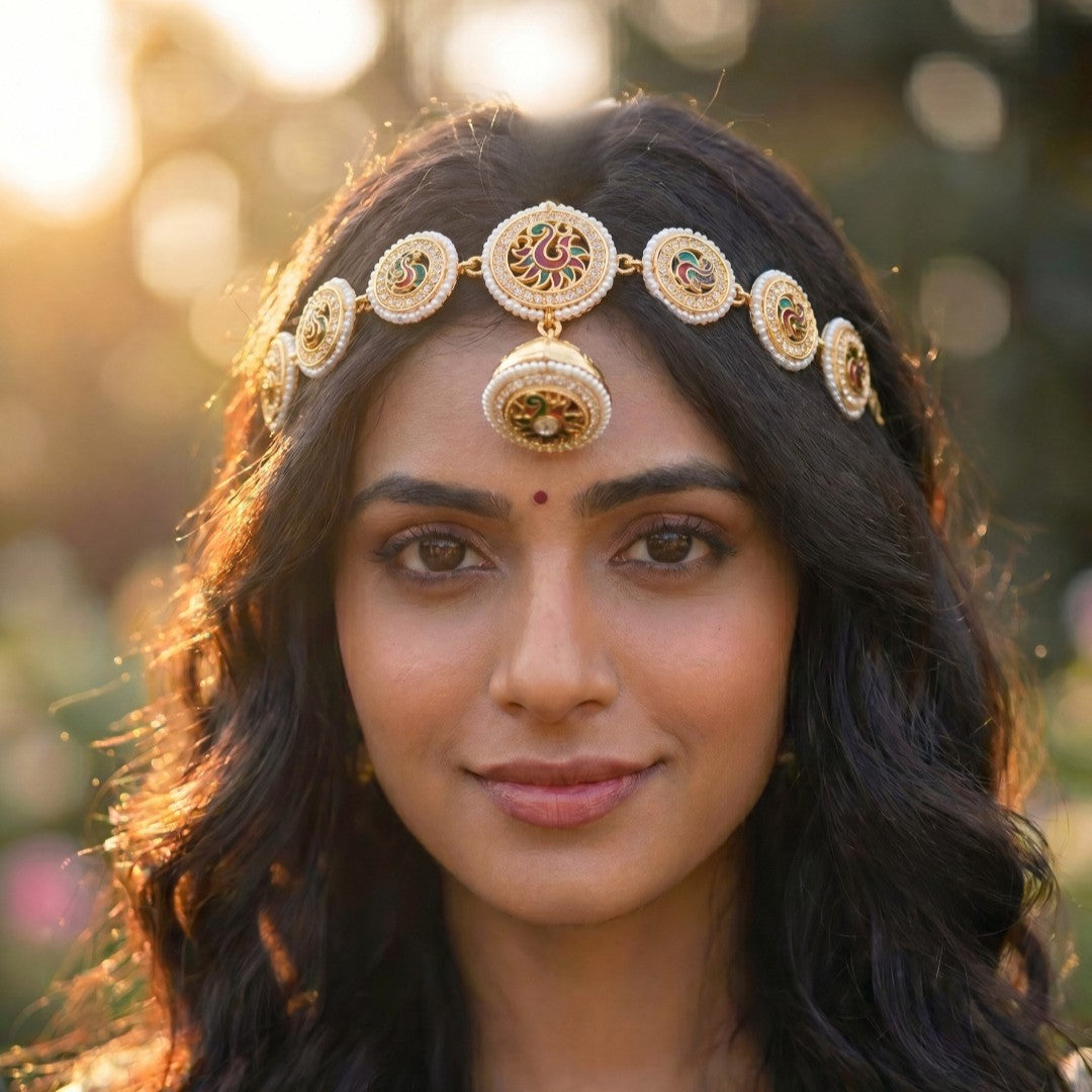 Gold-Plated AD-Studded Maang Tika for Women