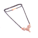 Load image into Gallery viewer, Rose Gold Floral Mangalsutra – Contemporary Triple-Flower Pendant with Black Bead Chain

