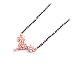 Load image into Gallery viewer, Rose Gold Floral Mangalsutra – Contemporary Triple-Flower Pendant with Black Bead Chain
